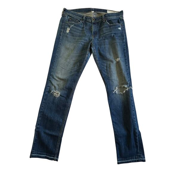 Grunge straight leg jeans rag & bone /JEAN distressed canyon wash size 31 - Picture 1 of 9
